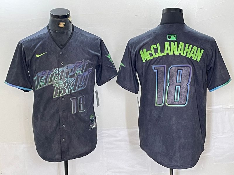Men Tampa Bay Rays 18 McClanahan Nike MLB Limited City Connect Black 2024 Jersey style 4